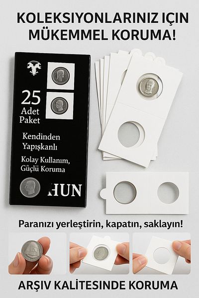 3Alp Koleksiyon Coin Carton Sealing 27.5 Mm, Self Adhesive - Without Sticker (There Are 25 Pieces in 1 Box)