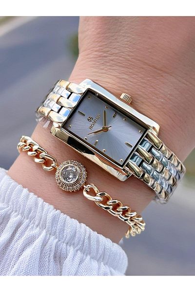 Homies Steel Cord 2 Years Warranty 30 Mt Water Resistant Women Wrist Watch+Bracelet Hm.B25531S3
