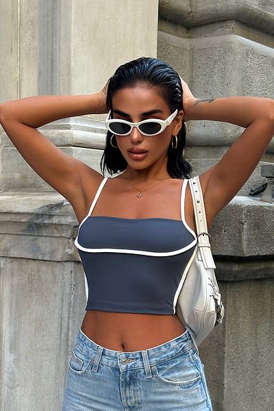 World Fashion Trends WFT4096 Μπλούζα με κρεμαστή αντίθεση