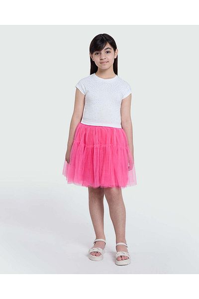 Ovs Mesh Skirt In Sangria Sunset By