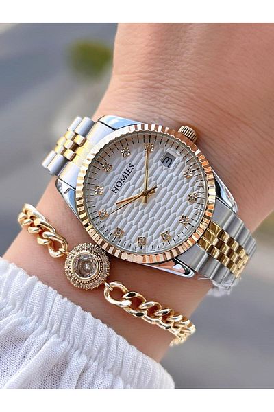 Homies Steel Cord 2 Years Warranty 30 Mt Water Resistant Women Wrist Watch+Bracelet Hm.23257.3