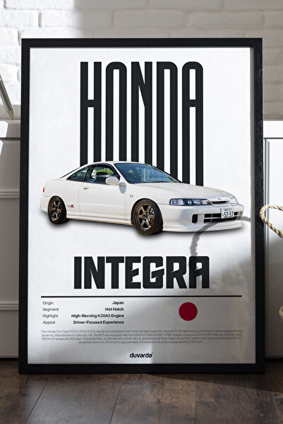 Duvarda Αφίσα Honda Integra Car με μαύρο ξύλινο πλαίσιο, διακοσμητικός πίνακα...