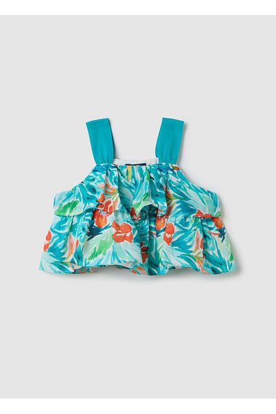 Ovs Multicolour Ruffle Blouse In Cotton By Kids