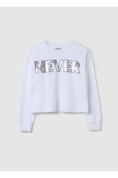 Ovs سويت شيرت قصير بطبعة رقائق معدنية