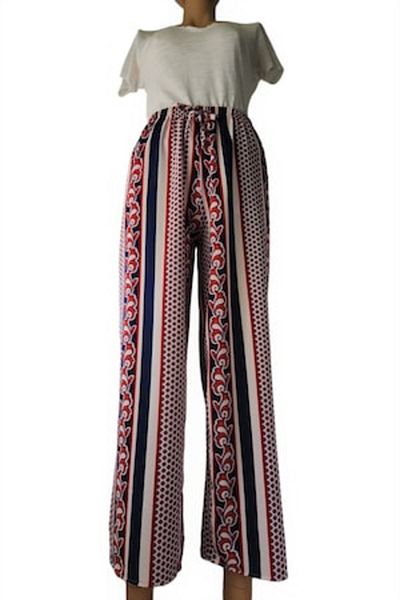 OEM Multicolored Cotton Long Pants with Elastic Waist, Size S