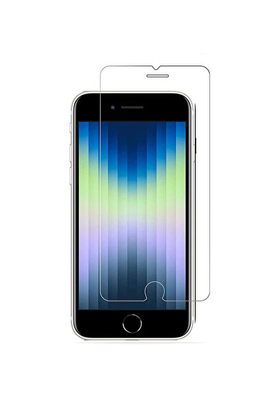 TechnoZone iPhone SE 2022 Uyumlu Kırılmaz Ekran Koruyucu Temperli Cam