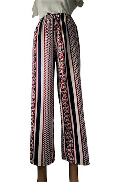 OEM Multicolor cotton long pants with elastic waist, size M