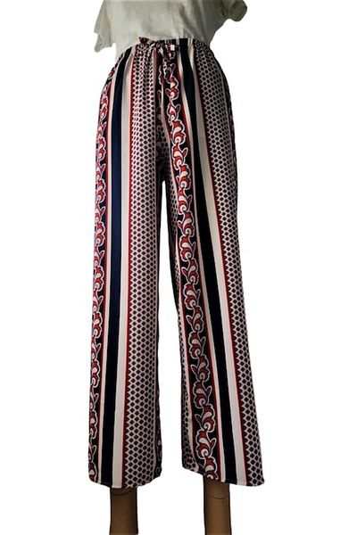 OEM Multicolor cotton long pants with elastic waist, size M