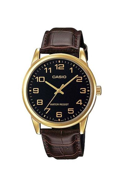 Casio Men's Analog Watch with Leather Strap MTP-V001GL-1BUDF - 45 mm - Brown