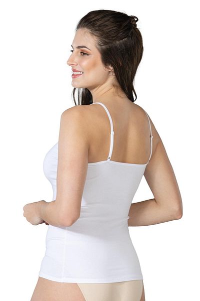 emosavm White Emay 1410 Modal Cotton Thin Strap Tank Top
