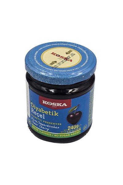 Koska Diabetic Sour Cherry Jam with Sweetener – Koska, No Added Sugar, Traditional Turkish, 240g