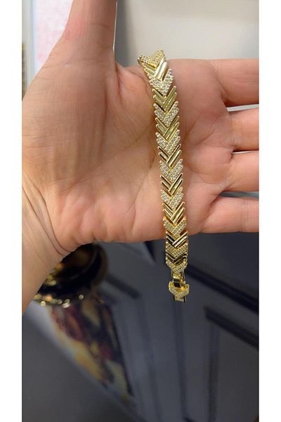 Store 14 Carat Gold Color Zircon Stone Xuping Bracelet 18 cm