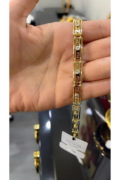 Store 14 Carat Gold Color Zircon Stone Xuping Bracelet 18 cm