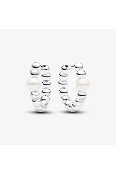 Pandora Round earrings with freshwater cultured pearl, treated and beads - 925 Silver