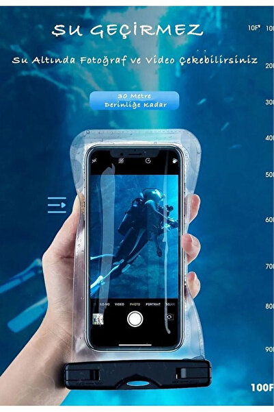 zore Tüm Telefonlara Uyumlu Yağmur Su Geçirmez Waterproof Deniz Havuz Altı Te...