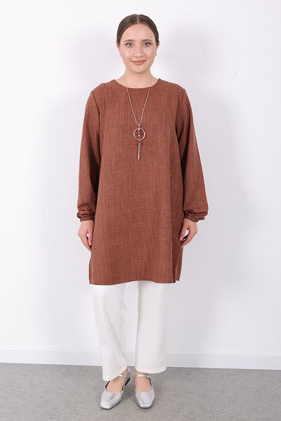 Linvey Gift Summer Women's Tunic Casual Slim Sofia Linen Necklace Tunic with Wide Size Options