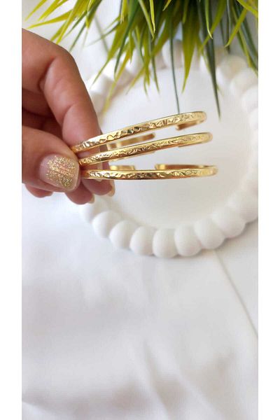 ZeynDesign Tattoo Patterned Brass Bracelet