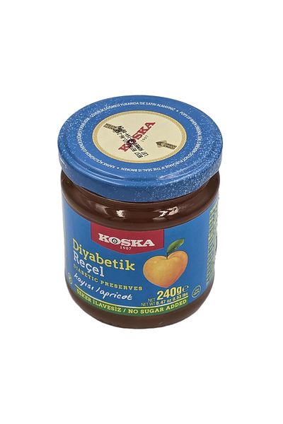 Koska Diabetic Apricot Jam with Sweetener – Koska, No Added Sugar, Traditional Turkish, 240g