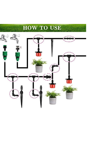 OEM Set of 200 irrigation connectors, plastic, black