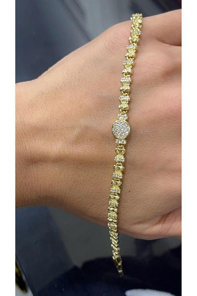 Store 14 Carat Gold Color Zircon Stone Xuping Bracelet 18 cm