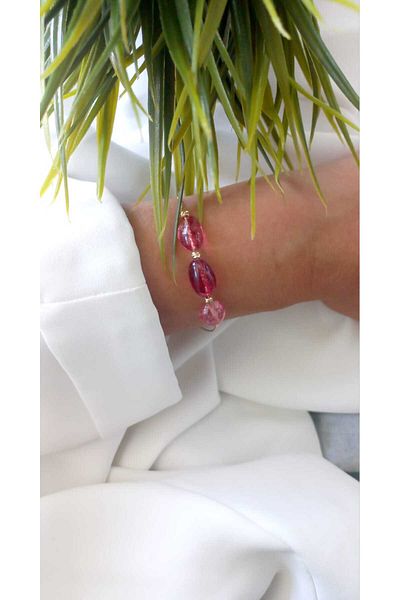 ZeynDesign Dark Pink Quartz Natural Stone Bracelet
