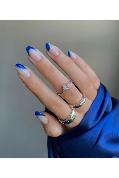 ZarDünya Saks Mavi Model Badem Takma Tırnak