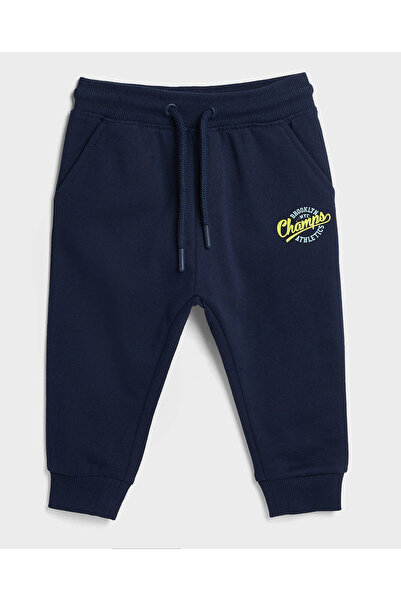 R&B بنطال محبوك أزرق داكن أساسي من 0 إلى 24 شهرًا