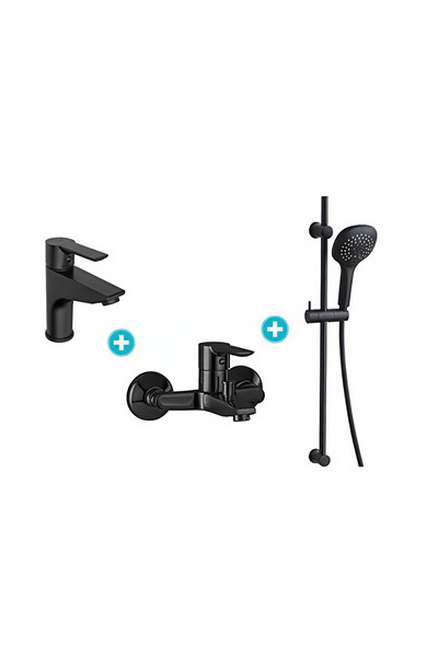NSK Alamera Mat Siyah 3lü Banyo Batarya Seti - N5002029