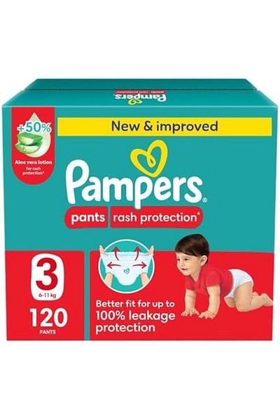 Pampers Diapers for Rash Protection by Pampers, Size 3, Weight 6-11 kg or above, Giant Pack, 120 Pieces