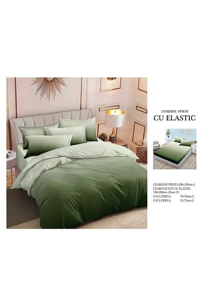 CHIRASO FINE Cotton Bedding Set, ELASTIC Sheet 180x200+25cm, Duvet Cover 200x230cm 4 Pillowcases