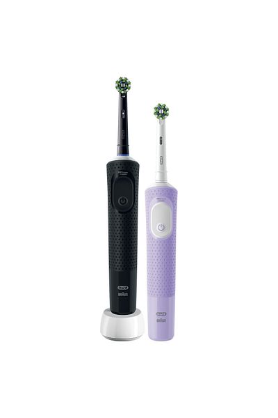 Oral-B Set de 2 periuțe de dinți electrice Vitality Pro, curățare 2D, 3 programe, 1 încărcător, 2 capete