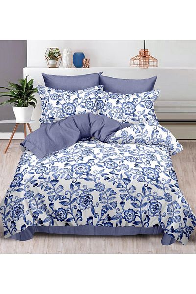 CHIRASO FINE Cotton Bedding Set, ELASTIC Sheet 180x200+25cm, Duvet Cover 200x230cm 4 Pillowcases