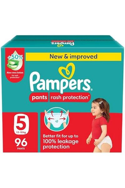 Pampers Rash Protection, Size 5, 12-18 kg, Giant Box, 96 Diaper Pants