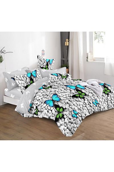 CHIRASO FINE Cotton Bedding Set, ELASTIC Sheet 180x200+25cm, Duvet Cover 200x230cm 4 Pillowcases