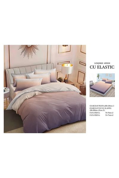CHIRASO FINE Cotton Bedding Set, ELASTIC Sheet 180x200+25cm, Duvet Cover 200x230cm 4 Pillowcases