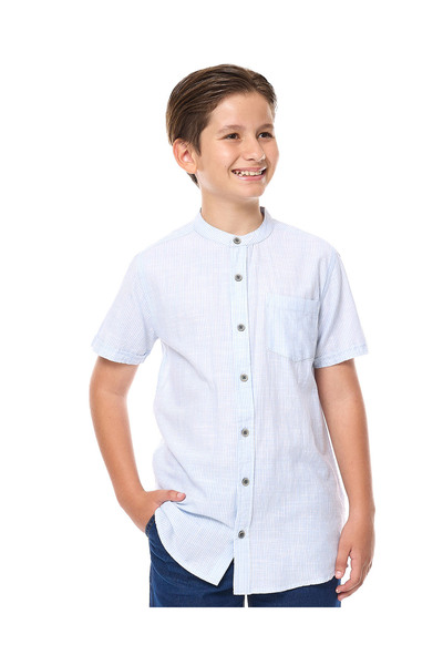 R&B قميص أزرق فاتح للأولاد من 8 إلى 16 سنة
