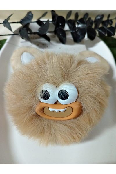 mos&more Brown Rabbit Pompom Bag Ornament Accessory Keychain, Car Ornament, Bag Charm
