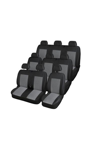 DELUXETUNING Set huse auto pentru scaune compatibile VW Transporter T 5 2004-2014 8+1 locuri, material textil, cu