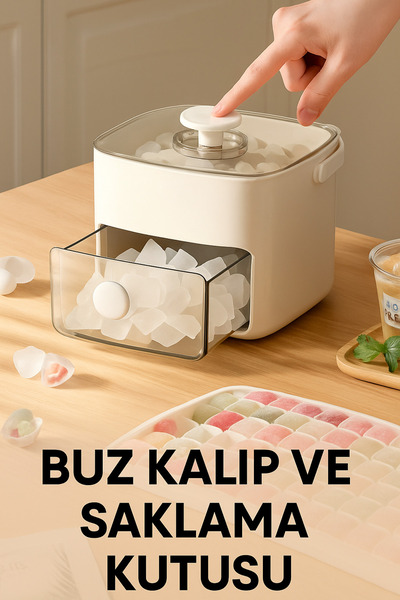 Yenilig Pratik Buz Kalıbı ve Saklama Kutusu – Tek Dokunuşla Buz Hazır!
