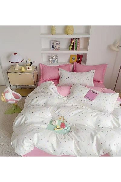 CHIRASO FINE Cotton Bedding Set, ELASTIC Sheet 180x200+25cm, Duvet Cover 200x230cm 4 Pillowcases