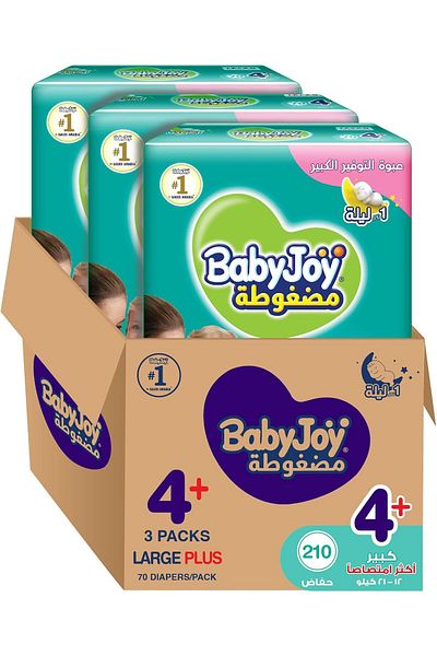 BabyJoy Baby Joy Diamond Compressed Diapers, Large+ Size 4+, 70x3 Pack