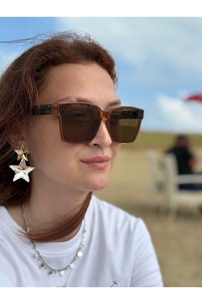 Ferrucci Selin Liver Transparent Bronze Framed Black Glass Brand Model Women's Glasses
