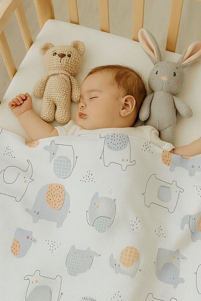 MİLAYS LİFE HOME COLLECTİON Combed Cotton Cute Animal Figured Baby Blanket