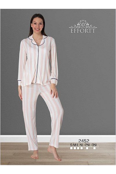 EM&FA TEKSTİL Long Sleeve Cotton Women's Pajama Set