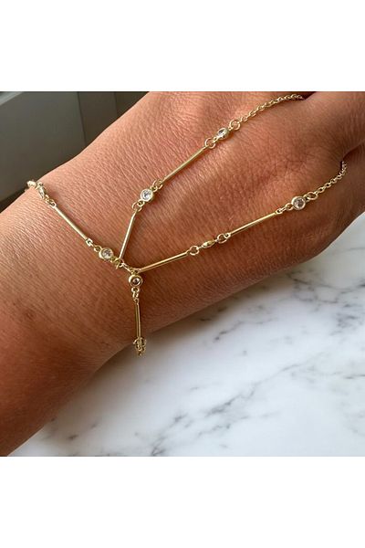 ALS Tasarım Dünyası Women's Gold Color Steel Shahmeran with White Crystal Stones