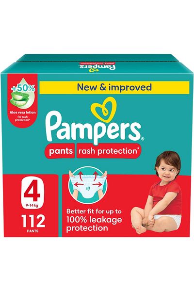 Pampers Diapers for Rash Protection by Pampers, Size 4, for 9-14kg, 112 Pieces