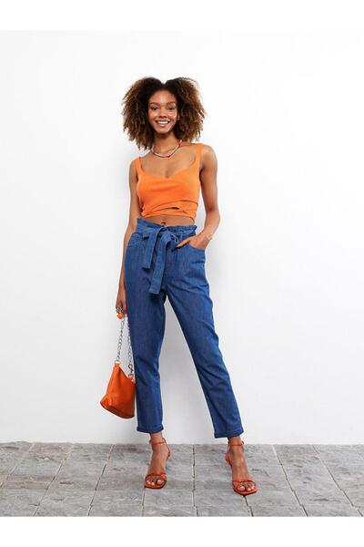 LC Waikiki بنطلون جينز روديو نسائي بخصر عالٍ وجيوب مسطحة (S2)