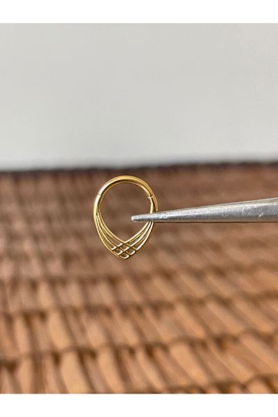 Rupen Kraft 316 L Surgical Steel Anti Allergic Ring Pyramid Model Interlock Ring Piercing 8mm X 1.2mm