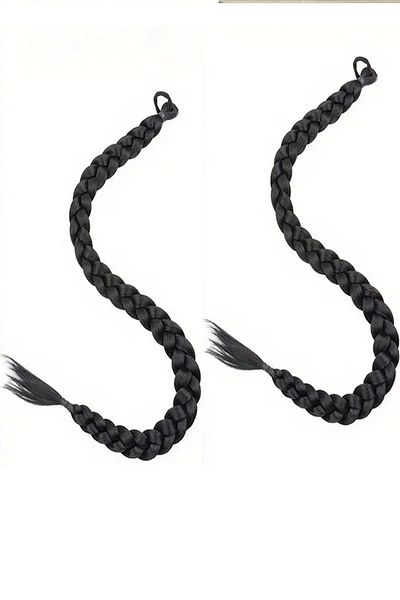 CAŞ DEKORASYON Black Color 2 Braided Ponytail Hair 65 cm