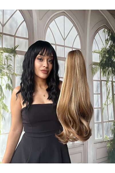 Suzan Peruk Tokalı Mandallı Postiş At Kuyruğu topuz saçı. Tak ve çık